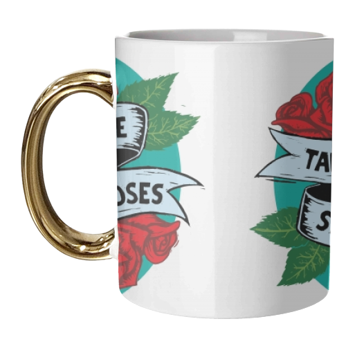 Take the Time to Smell the Roses - unique mug by Vicky Day