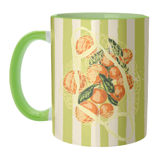 Tangerines in Mesh Bag – Citrus Pop Delight - unique mug by EZbie