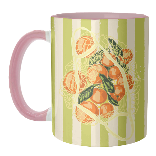 Tangerines in Mesh Bag – Citrus Pop Delight - unique mug by EZbie