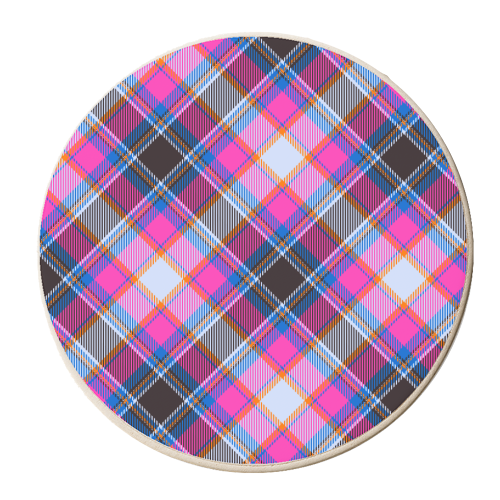 Tartan plaid pattern - personalised beer coaster by haris kavalla