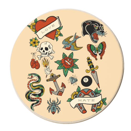 Tattoo Flash - personalised beer coaster by The Queer Store