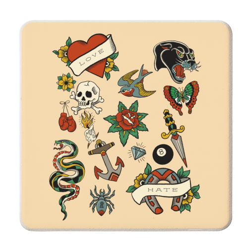 Tattoo Flash - personalised beer coaster by The Queer Store