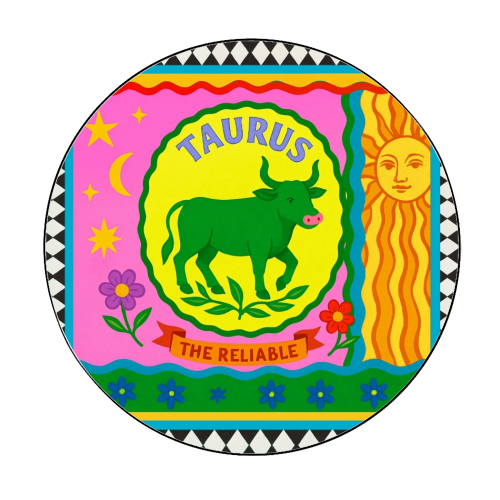TAURUS STAR SIGN ‘THE RELIABLE' - Circle Sticker by Wallace Elizabeth