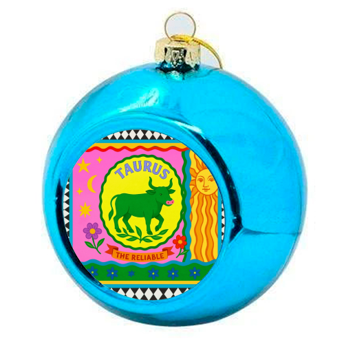 TAURUS STAR SIGN ‘THE RELIABLE' - colourful christmas bauble by Wallace Elizabeth