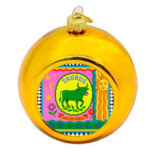 TAURUS STAR SIGN ‘THE RELIABLE' - colourful christmas bauble by Wallace Elizabeth