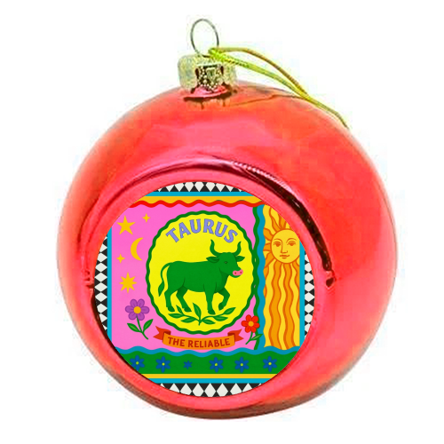 TAURUS STAR SIGN ‘THE RELIABLE' - colourful christmas bauble by Wallace Elizabeth