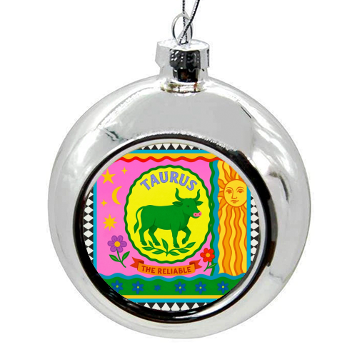 TAURUS STAR SIGN ‘THE RELIABLE' - colourful christmas bauble by Wallace Elizabeth