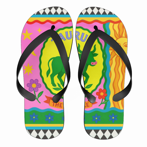 TAURUS STAR SIGN ‘THE RELIABLE' - funny flip flops by Wallace Elizabeth