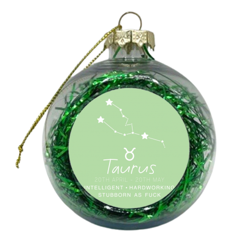 Taurus traits print - xmas bauble by The Girl Next Draw