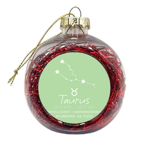 Taurus traits print - xmas bauble by The Girl Next Draw