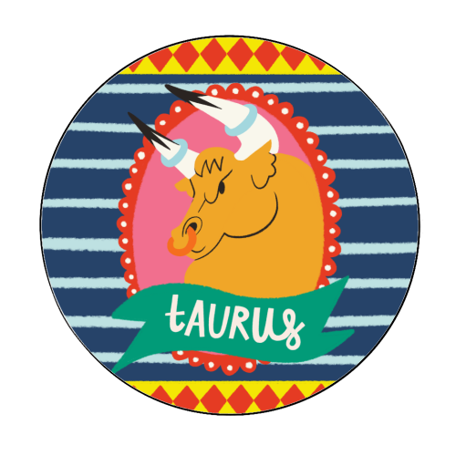Taurus Zodiac Astrology Star Sign Design - Circle Sticker by AbiGoLucky