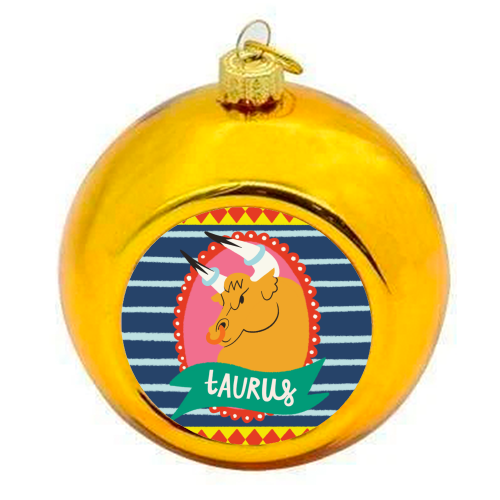 Taurus Zodiac Astrology Star Sign Design - colourful christmas bauble by AbiGoLucky