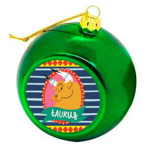 Taurus Zodiac Astrology Star Sign Design - colourful christmas bauble by AbiGoLucky