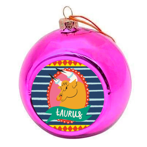 Taurus Zodiac Astrology Star Sign Design - colourful christmas bauble by AbiGoLucky