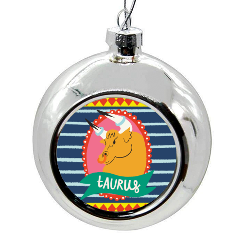 Taurus Zodiac Astrology Star Sign Design - colourful christmas bauble by AbiGoLucky