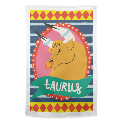 Taurus Zodiac Astrology Star Sign Design - funny tea towel by AbiGoLucky