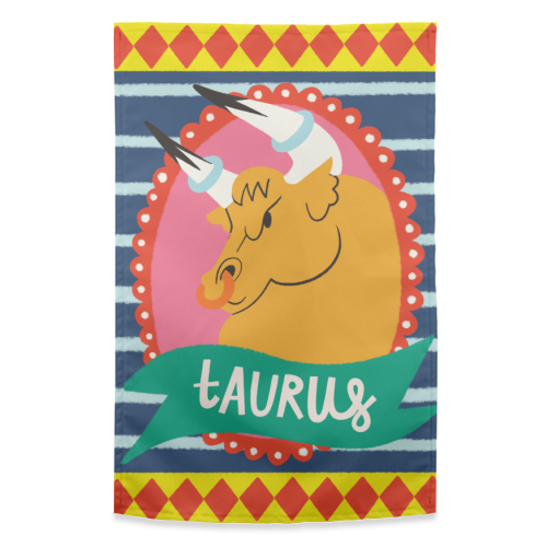 Taurus Zodiac Astrology Star Sign Design - funny tea towel by AbiGoLucky