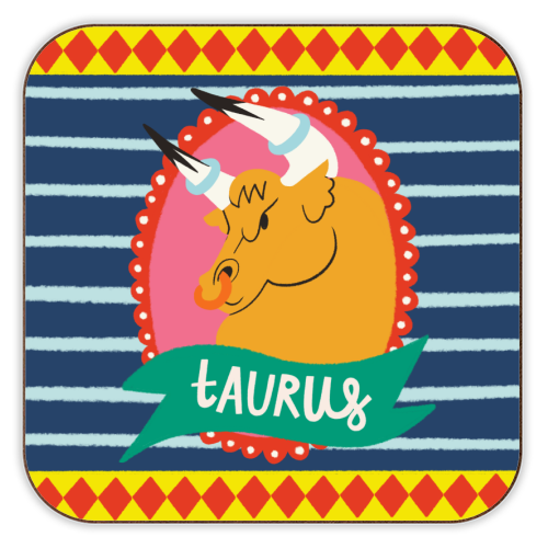 Taurus Zodiac Astrology Star Sign Design - personalised beer coaster by AbiGoLucky