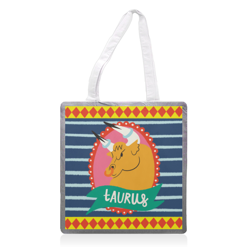 Taurus Zodiac Astrology Star Sign Design - printed canvas tote bag by AbiGoLucky