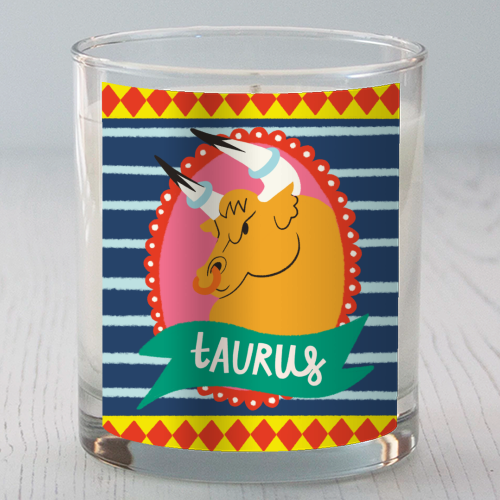 Taurus Zodiac Astrology Star Sign Design - scented candle by AbiGoLucky