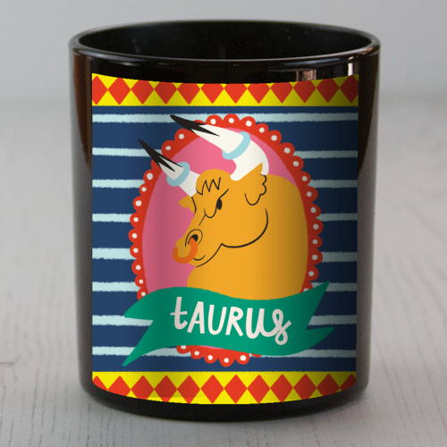 Taurus Zodiac Astrology Star Sign Design - scented candle by AbiGoLucky