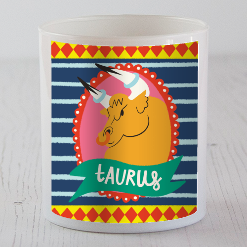 Taurus Zodiac Astrology Star Sign Design - scented candle by AbiGoLucky