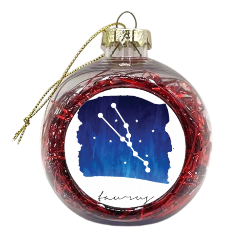 Taurus Zodiac Constellation - xmas bauble by Toni Scott