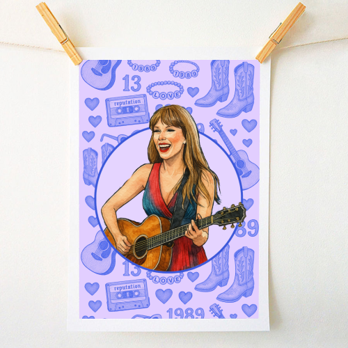 Tay Toile Blue - A1 - A4 art print by Ms Doodle
