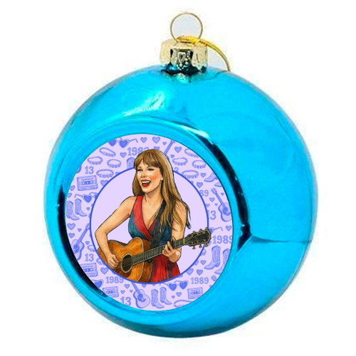 Tay Toile Blue - colourful christmas bauble by Ms Doodle