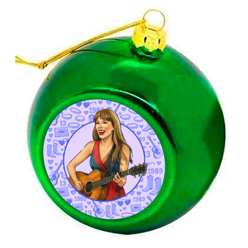 Tay Toile Blue - colourful christmas bauble by Ms Doodle