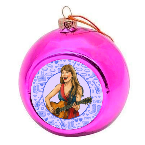 Tay Toile Blue - colourful christmas bauble by Ms Doodle