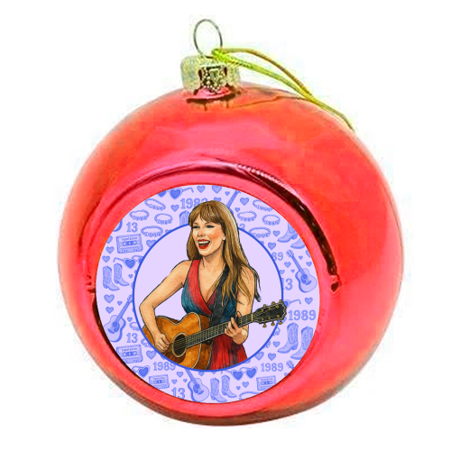 Tay Toile Blue - colourful christmas bauble by Ms Doodle