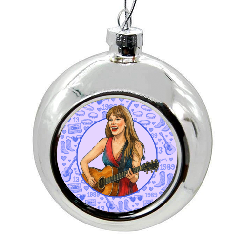 Tay Toile Blue - colourful christmas bauble by Ms Doodle