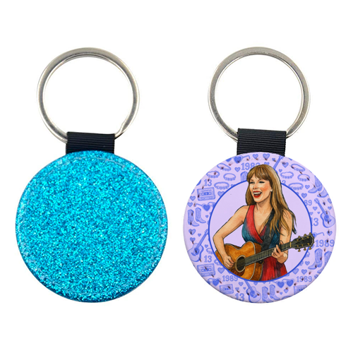 Tay Toile Blue - keyring by Ms Doodle