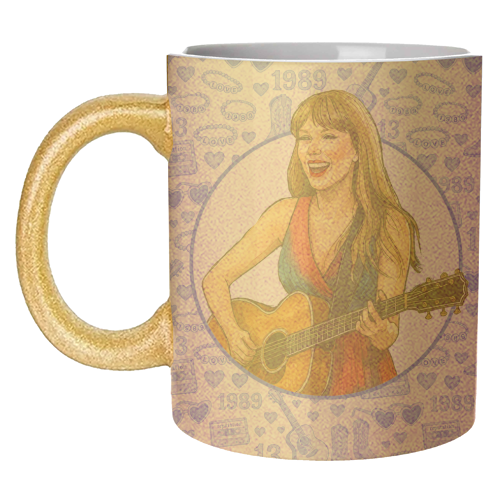 Tay Toile Blue - unique mug by Ms Doodle