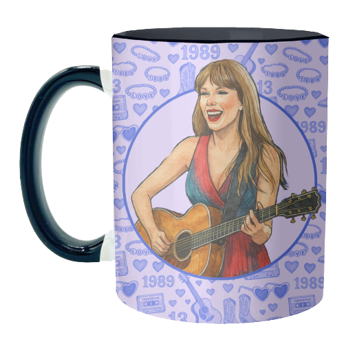 Tay Toile Blue - unique mug by Ms Doodle