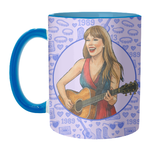 Tay Toile Blue - unique mug by Ms Doodle