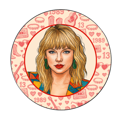 Tay Toile Red - Circle Sticker by Ms Doodle