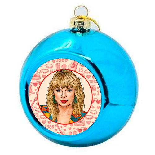 Tay Toile Red - colourful christmas bauble by Ms Doodle