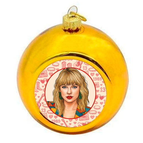 Tay Toile Red - colourful christmas bauble by Ms Doodle