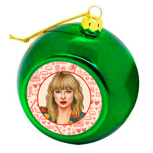 Tay Toile Red - colourful christmas bauble by Ms Doodle