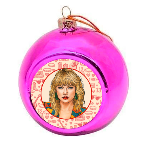 Tay Toile Red - colourful christmas bauble by Ms Doodle