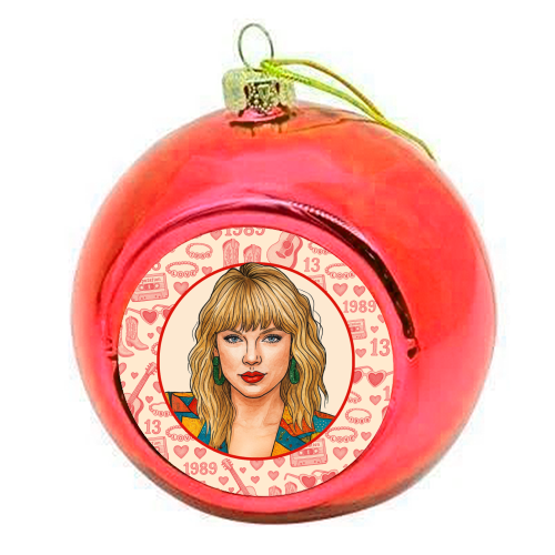 Tay Toile Red - colourful christmas bauble by Ms Doodle