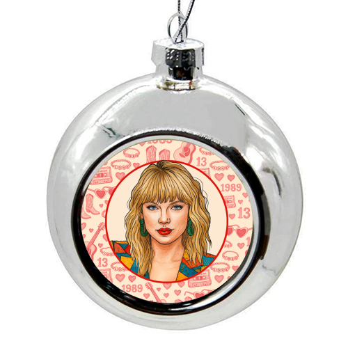 Tay Toile Red - colourful christmas bauble by Ms Doodle