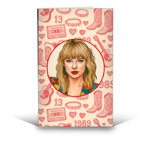 Tay Toile Red - funny greeting card by Ms Doodle