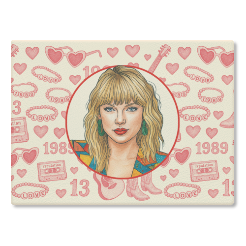 Tay Toile Red - glass chopping board by Ms Doodle