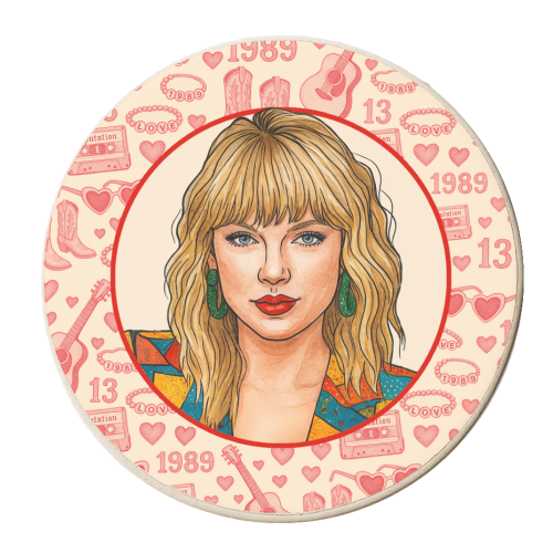 Tay Toile Red - personalised beer coaster by Ms Doodle