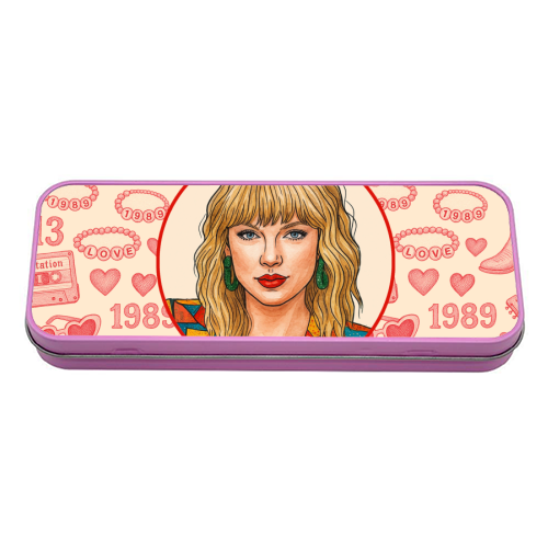 Tay Toile Red - tin pencil case by Ms Doodle