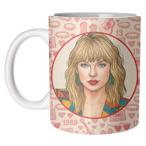 Tay Toile Red - unique mug by Ms Doodle