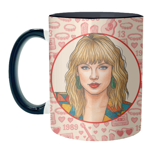 Tay Toile Red - unique mug by Ms Doodle